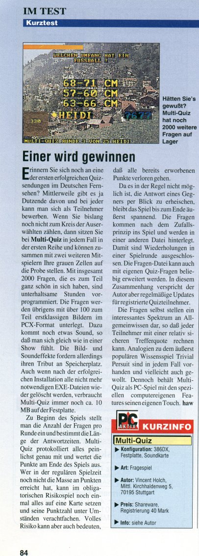 PC Aktiv 3/94 Artikel